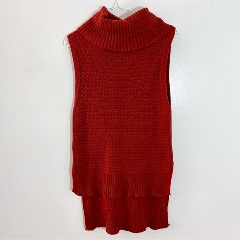 Banana Republic Turtleneck Sweater Women Small orange Tunic High Low Sleeveless